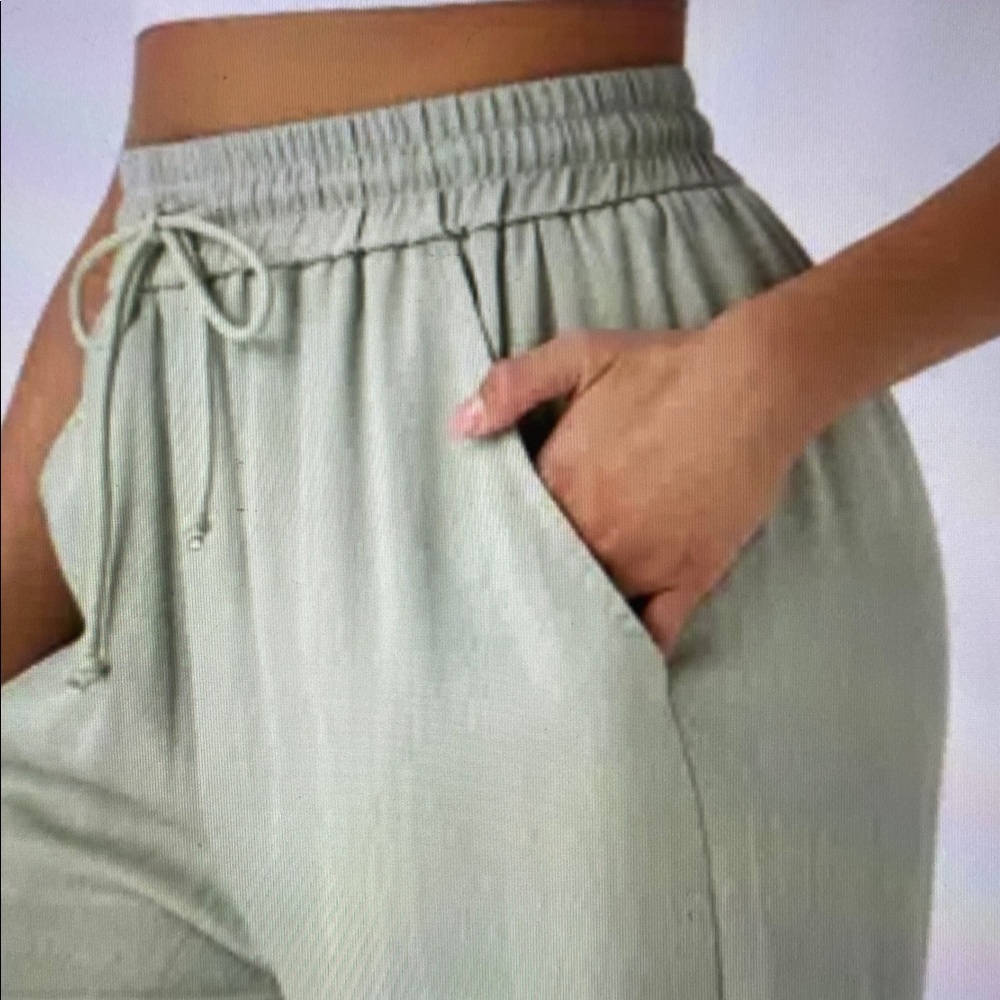 XLARGE.  HALARA WIDE LEG CASUAL LINEN FEEL DRAWSTRING PANTS - Picture 3 of 9
